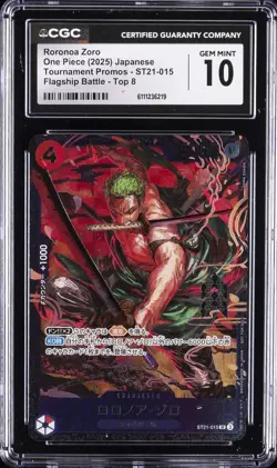 2025 ONE PIECE JPN TOURNAMENT PROMO FLAGSHIP BATTLE TOP 8 RORONOS ZOO CGC 10 GM - Image 1