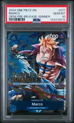 2024 ONE PIECE PROMOS TWO LEGENDS PRE-RELEASE-WINNER #071 MARCO PSA 10 - Image 1