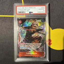 2025 ONE PIECE PRB02 ALTERNATE ART #002 TRAFALGAR LAW PSA 10 - Image 1