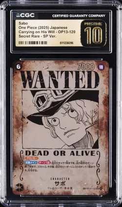 2025 ONE PIECE JPN CARRY OF HIS WILL WANTED AA SABO CGC 10 PRISTINE - Image 1