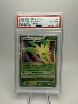 PSA 6 Pokemon TCG Leafeon LV.X 99 Holo Rare Card Majestic Dawn - Image 1