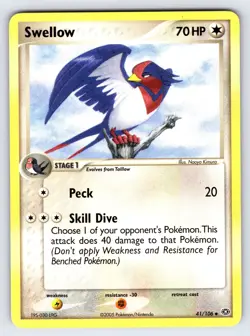 Swellow 41/106 2005 EX Emerald Pokemon Card TCG Nintendo Uncommon - VLP - Image 1