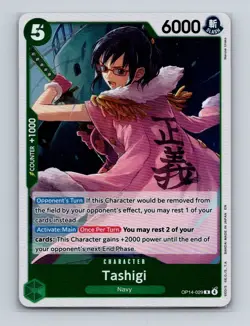 Tashigi OP14-029 One Piece TCG The Azure Sea's Seven Foil Rare Card NM+ - Image 1