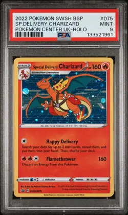 2022 POKEMON SWSH BLACK STAR PROMO #075 SPECIAL DELIVERY CHARIZARD-HOLO PSA 9 - Image 1