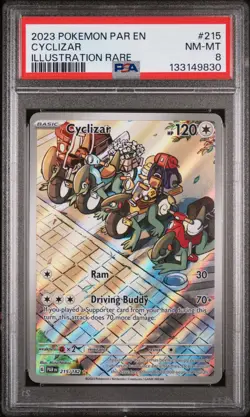 2023 POKEMON PAR EN-PARADOX RIFT ILLUSTRATION RARE #215 CYCLIZAR PSA 8 - Image 1