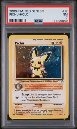 2000 POKEMON NEO GENESIS #12 PICHU-HOLO PSA 7 - Image 1