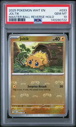 2025 POKEMON WHT EN-WHITE FLARE MASTER BALL REVERSE HOLO #033 JOLTIK PSA 10 - Image 1