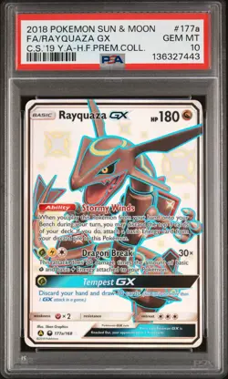 2018 POKEMON SUN & MOON CELESTIAL STORM #177A FULL ART/RAYQUAZA GX PSA 10 - Image 1