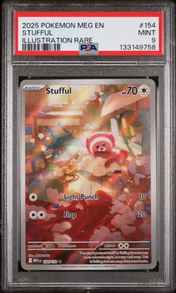 2025 POKEMON MEG EN-MEGA EVOLUTION ILLUSTRATION RARE #154 STUFFUL PSA 9 - Image 1