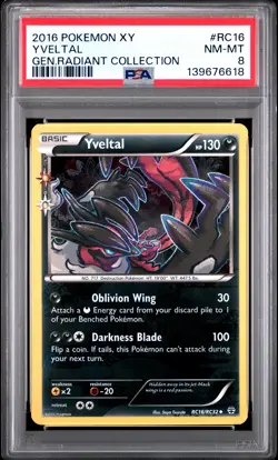 2016 POKEMON XY GENERATIONS RADIANT COLLECTION #RC16 YVELTAL PSA 8 - Image 1