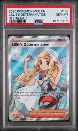 2025 POKEMON MEG EN-MEGA EVOLUTION ULTRA RARE #169 LILLIE'S DETERMINATION PSA 10 - Image 1