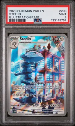 2023 POKEMON PAR EN-PARADOX RIFT ILLUSTRATION RARE #208 STEELIX PSA 9 - Image 1