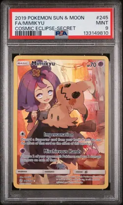 2019 POKEMON SUN & MOON COSMIC ECLIPSE SECRET #245 FULL ART/MIMIKYU PSA 9 - Image 1