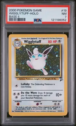 2000 POKEMON BASE SET 2 #19 WIGGLYTUFF-HOLO PSA 7 - Image 1