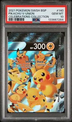 2021 POKEMON SWSH PROMO CELEBRATIONS COLLECTION #140 PIKACHU V-UNION PSA 10 - Image 1