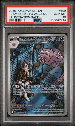 2025 POKEMON DRI ILLUSTRATION RARE #199 TEAM ROCKET'S WEEZING PSA 10 - Image 1