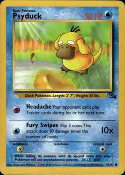 1999 Pokemon Fossil #53/62 Psyduck - Image 1