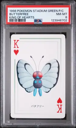 1998 POKEMON STADIUM GREEN VERSION PLAYING CARDS KING OF HEARTS BUTTERFREE PSA 8 - Image 1