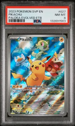 2023 POKEMON SVP EN-SV BLACK STAR PROMO #027 PIKACHU PSA 8 - Image 1