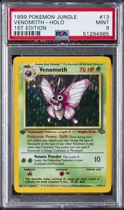 1999 POKEMON JUNGLE 1ST EDITION #13 VENOMOTH-HOLO PSA 9 - Image 1