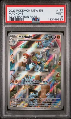 2023 POKEMON MEW EN-151 ILLUSTRATION RARE #177 MACHOKE PSA 9 - Image 1