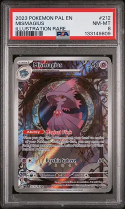 2023 POKEMON PAL EN-PALDEA EVOLVED ILLUSTRATION RARE #212 MISMAGIUS PSA 8 - Image 1