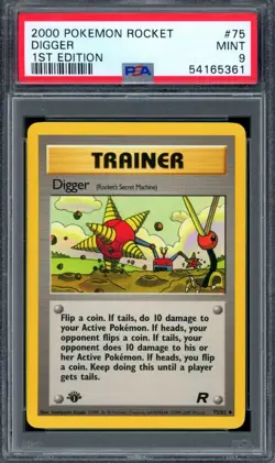 PSA 9 Pokemon 2000 Team Rocket 1st Edition Digger Trainer #75 - Image 1
