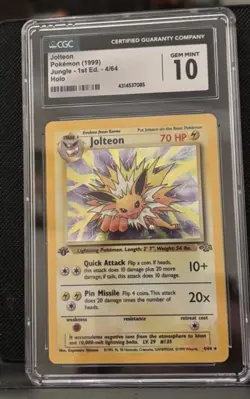 Jolteon 4/64 Holo Jungle 1st Edition Pokemon Card 1999 GRADED CGC 10 GEM MINT - Image 1