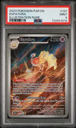 2023 POKEMON PAR EN-PARADOX RIFT ILLUSTRATION RARE #197 ESPATHRA PSA 9 - Image 1