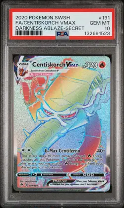 2020 POKEMON SWORD & SHIELD DARKNESS ABLAZE FULL ART/CENTISKORCH VMAX PSA 10 - Image 1