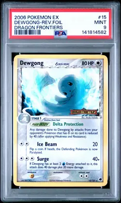 2006 POKEMON EX DRAGON FRONTIERS #15 DEWGONG-REVERSE FOIL PSA 9 - Image 1