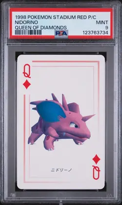 1998 POKEMON STADIUM RED VERSION PLAYING CARDS QUEEN OF DIAMONDS NIDORINO PSA 9 - Image 1