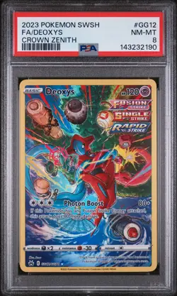 2023 POKEMON SWORD & SHIELD CROWN ZENITH #GG12 FULL ART/DEOXYS PSA 8 - Image 1
