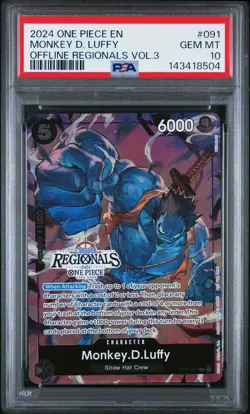 2024 ONE PIECE OFFLINE REGIONALS PACK 2024 VOL.3 #091 MONKEY D. LUFFY PSA 10 - Image 1