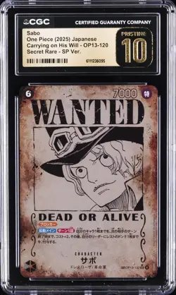 2025 ONE PIECE JPN CARRY ON HIS WILL WANTED ALT ART SABO CGC 10 PRISTINE - Image 1