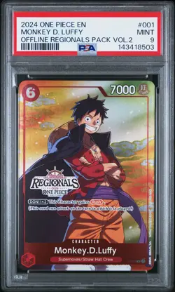 2024 ONE PIECE OFFLINE REGIONALS PACK 2024 VOL.2 #001 MONKEY D. LUFFY PSA 9 - Image 1