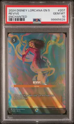 2024 DISNEY LORCANA EN 5-SHIMMERING SKIES ENCHANTED #207 REVIVE PSA 10 - Image 1