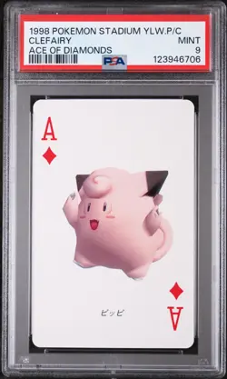 1998 POKEMON STADIUM YELLOW VERSION PLAYING CARDS ACE OF DIAMONDS CLEFAIRY PSA 9 - Image 1