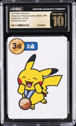 2025 POKEMON PLAYING CARDS JPN 3RD PLACE PIKACHU CGC 10 PRISTINE - Image 1