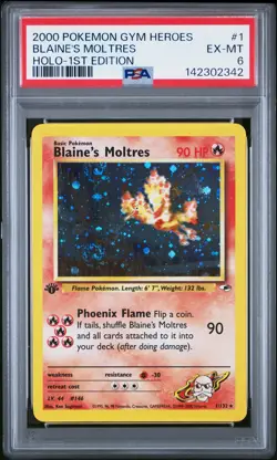 2000 POKEMON GYM HEROES HOLO-1ST EDITION #1 BLAINE'S MOLTRES PSA 6 - Image 1