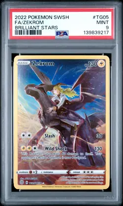 2022 POKEMON SWORD & SHIELD BRILLIANT STARS #TG05 FULL ART/ZEKROM PSA 9 - Image 1