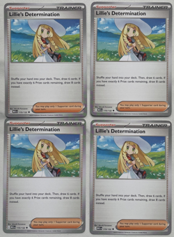 4x Lillie's Determination 119/132 Mega Evolution Pokemon TCG Uncommon playset - Image 1