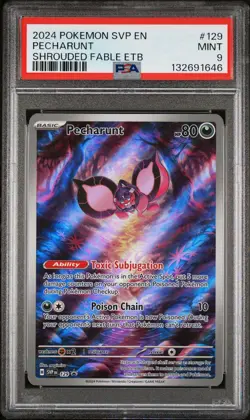 2024 POKEMON SVP SHROUDED FABLE ETB PROMO #129 PECHARUNT PSA 9 - Image 1