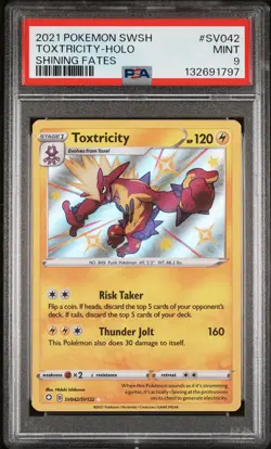 2021 POKEMON SWORD & SHIELD SHINING FATES #SV042 TOXTRICITY-HOLO PSA 9 - Image 1