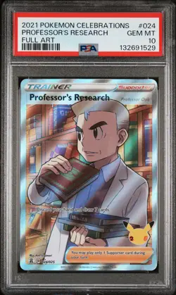 2021 POKEMON CELEBRATIONS #024 FULL ART/PROFESSOR'S RESEARCH PSA 10 - Image 1