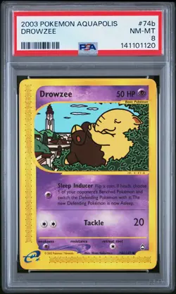 2003 POKEMON AQUAPOLIS #74B DROWZEE PSA 8 - Image 1