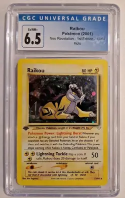 2001 Pokemon Neo Revelation 1st Edition Holo Raikou #13 CGC 6.5 NEAR MINT + - Image 1