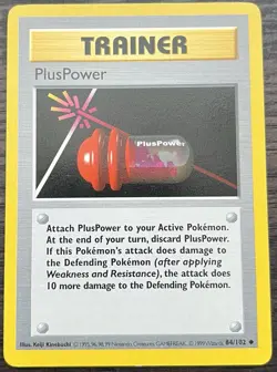 Shadowless PlusPower 084/102 Pokemon TCG WOTC Base Set LP - Image 1