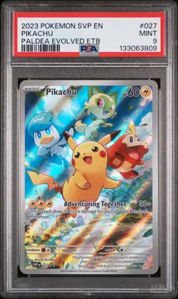 2023 POKEMON SVP PALDEA EVOLVED ETB PROMO #027 PIKACHU PSA 9 - Image 1