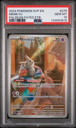 2024 POKEMON SVP EN-SV PALDEAN FATES ETB PROMO #075 MIMIKYU PSA 10 - Image 1